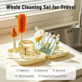 Traveling Bottle Brush Drainer Set