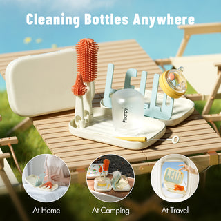 Traveling Bottle Brush Drainer Set